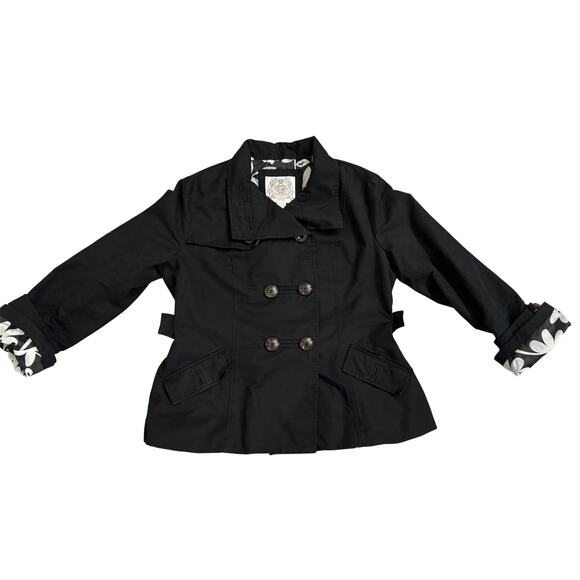 Esprit Black Double Breasted Short Trench Coat Size XL - Picture 1 of 4